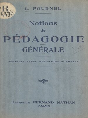cover image of Notions de pédagogie générale